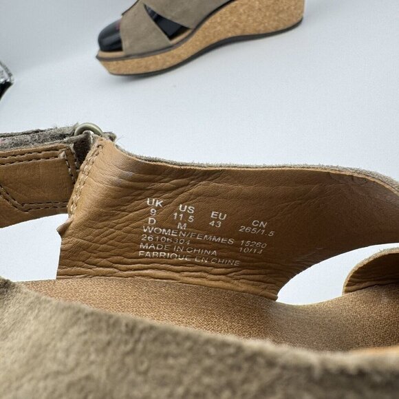 Clarks Collection Women's Leather Slide Cork Wedge Slip On Sandals Size 11.5 - Picture 4 of 5